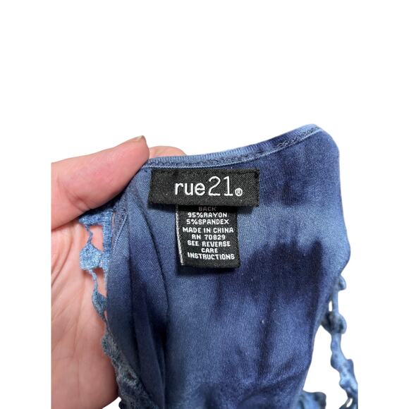 Rue21 Tank Top S Womens Y2K 90s Style Lace Tie dye Fitted Fringe Indie Festival - Picture 3 of 8